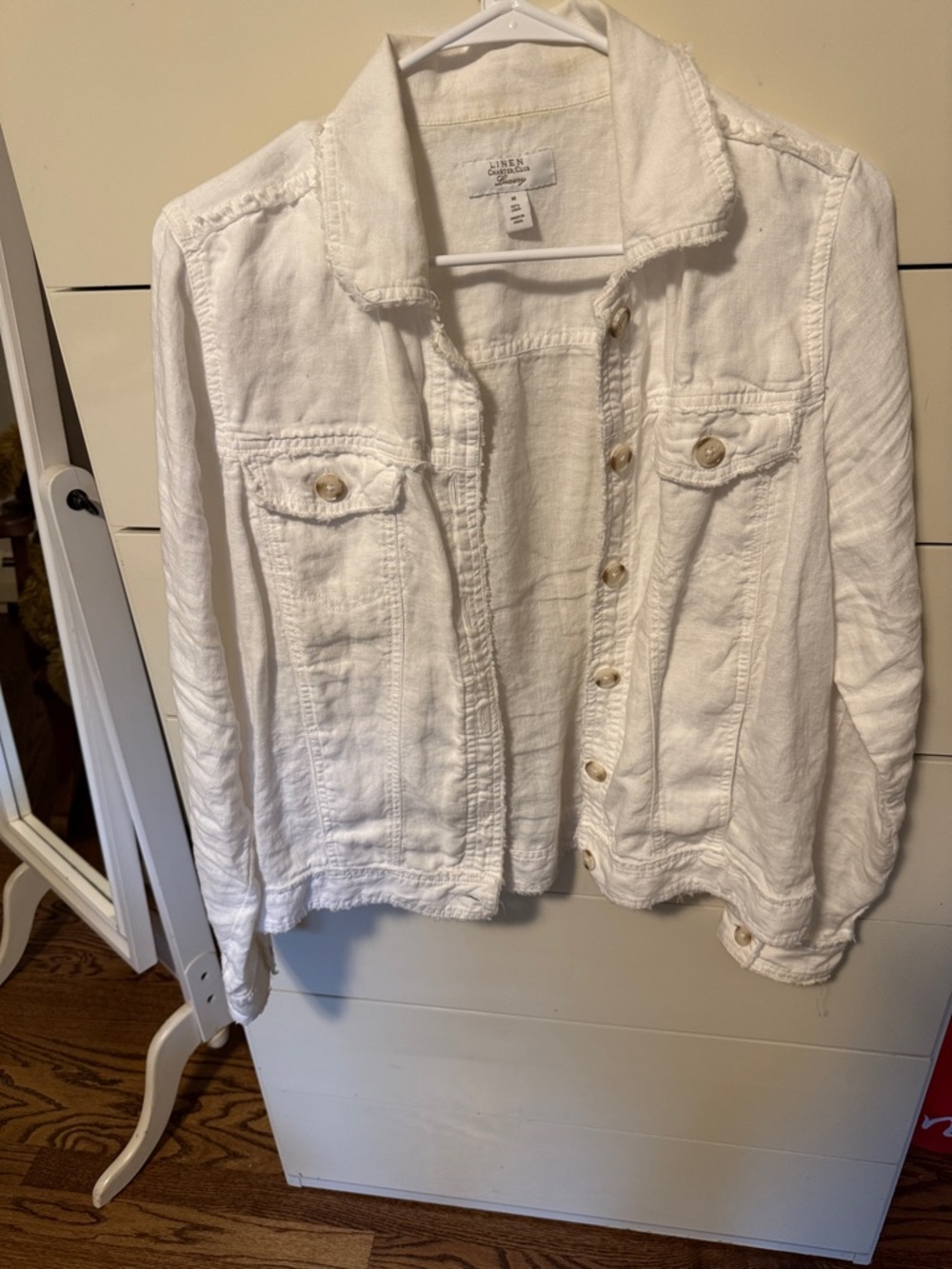 Caslon White Cotton Button-Front Jean Jacket